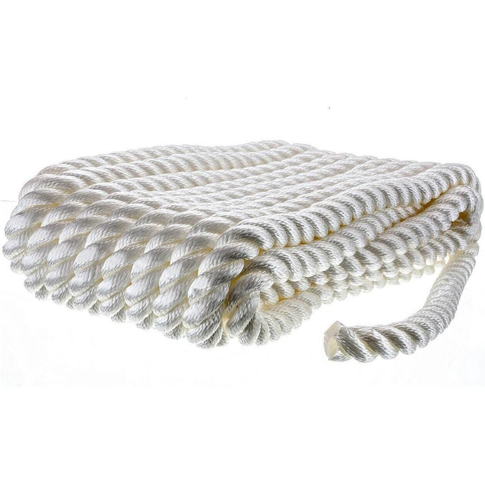 Seachoice 42641 3-Strand Twisted Nylon Dock Line, White, 3/4" x 35'