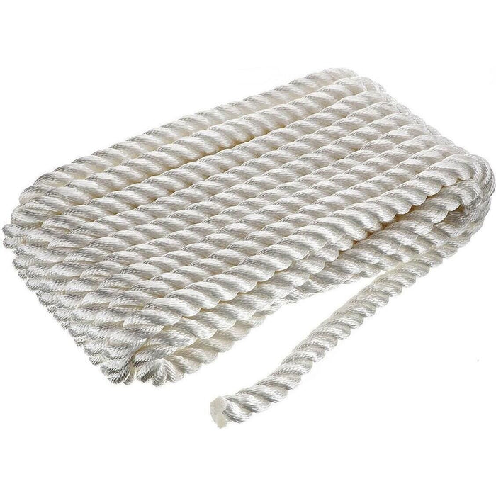Seachoice 42641 3-Strand Twisted Nylon Dock Line, White, 3/4" x 35'