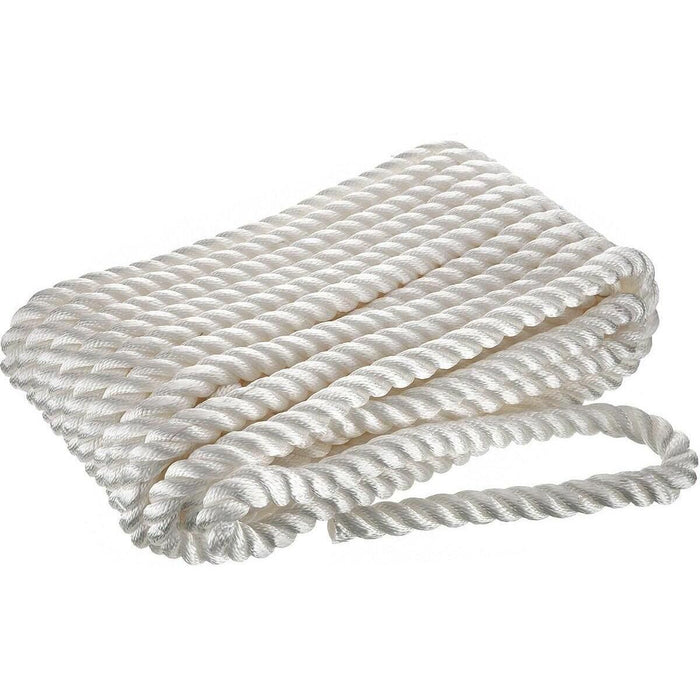 Seachoice 42651 3-Strand Twisted Nylon Dock Line, White, 3/4" x 50'