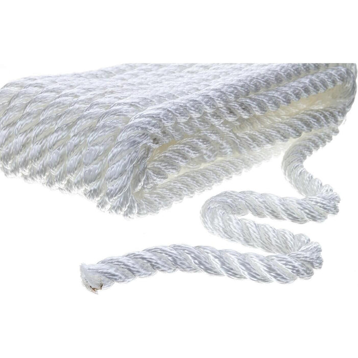 Seachoice 50-42521 3-Strand Twisted Nylon Dock Line, 3/8" x 20', White