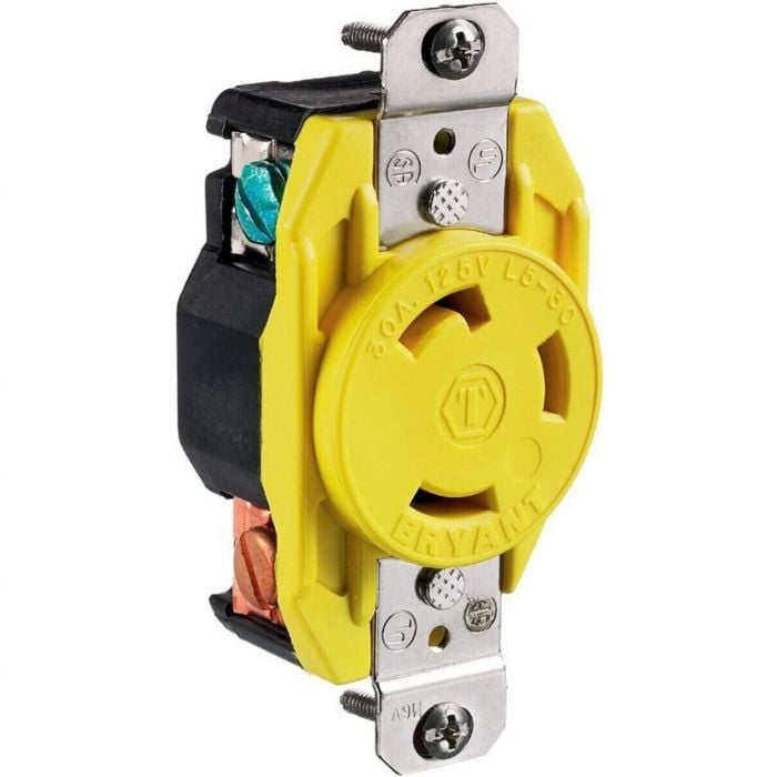 Hubbell HBL305CRR Yellow 30A 125V Locking Receptacle