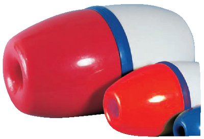 Cal-June 1502R Jim-Buoy 1502 Lok-On Rope Float 5" Dia. X 9" L Red & White w/, Blue Center Band