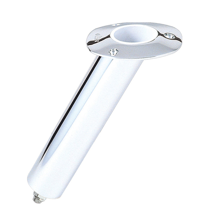 Portacañas empotrado con base giratoria de acero inoxidable de 30 grados de Lee - Mediano - Diámetro exterior de 2" x tubo de 6,5" para extremos doblados pequeños