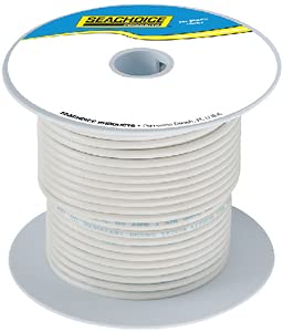 Seachoice 50-63109 Tinned Copper Marine Wire, 14 AWG, White, 100'