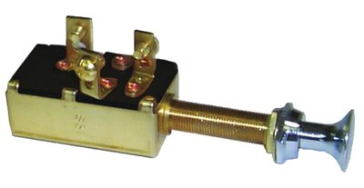 Sierra MP39640 On/Off/On SPDT 3 Screw Terminal Heavy Duty Push Pull Switch, Chrome & Brass Knob