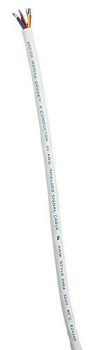 Ancor 158010 Marine Grade Tinned Copper White Flat Signal Cable, 20/8 AWG, 100', BK/RD/GN/BL/BN/OR/VI/YL