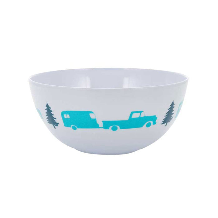 Camco 53225 Melamine Dishware, Blue Tree & Truck Pattern, 6" Bowl