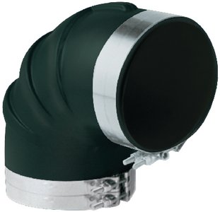Trident Marine TRL-890-S/S Trident Black Rubber 90 Degree Elbow w/T-Bolt Clamps, 8"