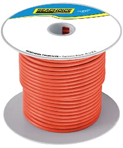 Seachoice 50-63136 Tinned Copper Marine Wire, 16 AWG, Orange, 100'
