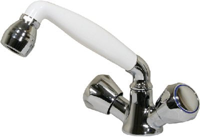 Scandvik 46000P Standard Combo Pull-Out Faucet/Shower, White Handle with 5' White Nylon Hose, No Conservation Valve