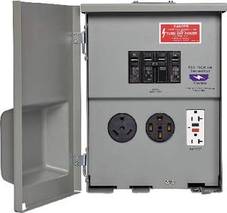 Parallax U075CTL010 80A 120/240V Outdoor RV Power Outlet, 20A-1 & 30A-1 & 50A-2 Pole Breakers, TT-30R, 5-20R1 GFl, 14-50R