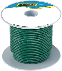 Seachoice 50-63088 Tinned Copper Marine Wire, 12 AWG, Green, 100'