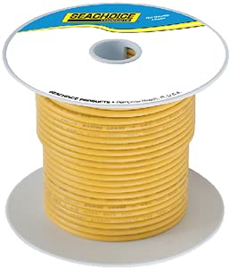 Seachoice 50-63054 Tinned Copper Marine Wire, 8 AWG, Yellow, 100'
