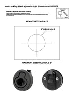 Whitecap 3227B | – – D Style Slam Latch Black 2" Cutout