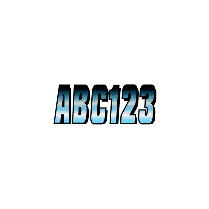 Hardline CHBKG300 Series 300 Registration Kit, Carbon Fiber, Block Font, Color Gradation, 4 Sets of 3" A-Z, 0-9