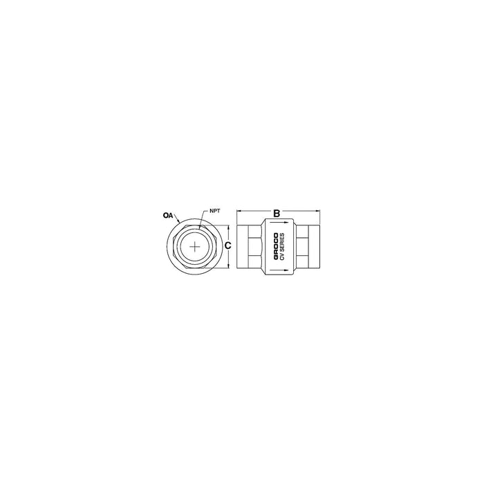 Groco CV-125 CV Bronze In-Line Check Valve