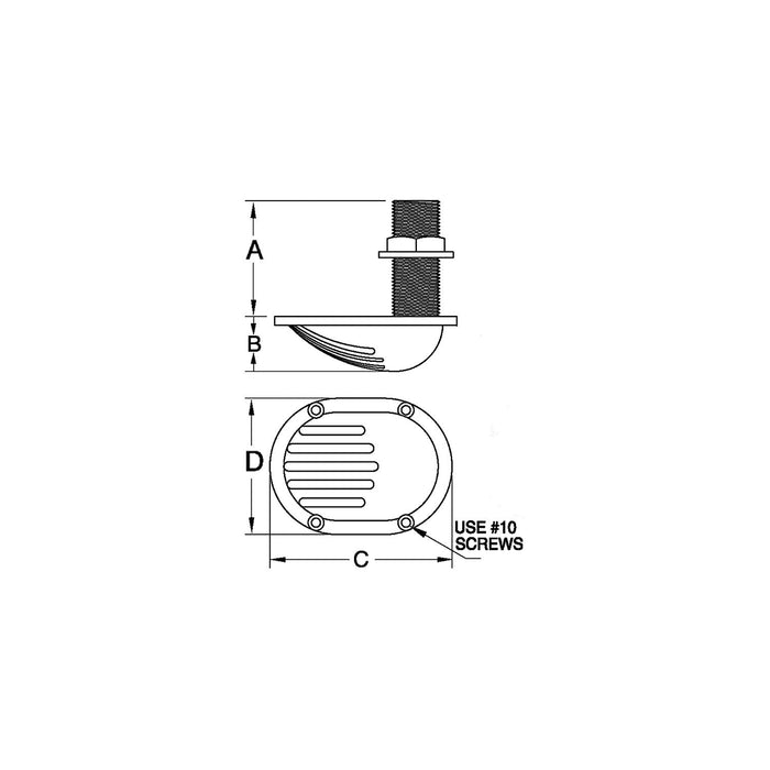 Groco STH-150-W 1-1/2" Scoop Thru-Hull w/Nut