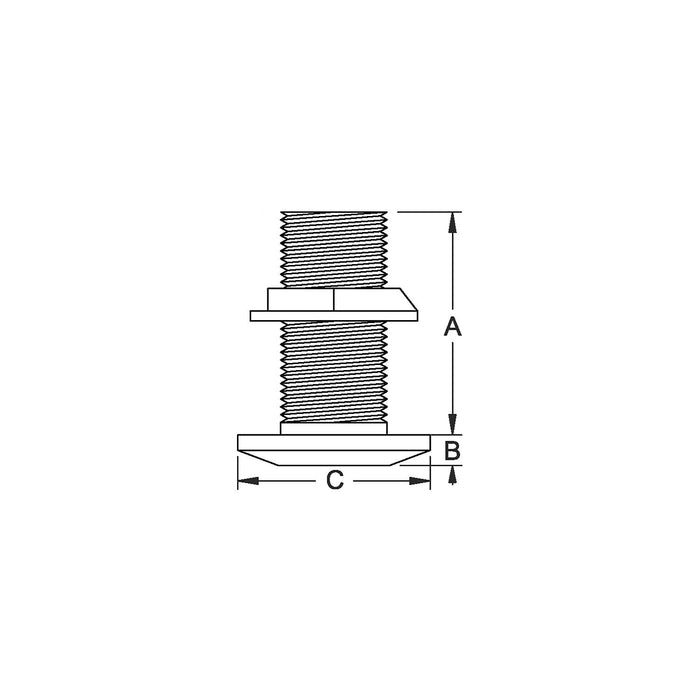 Groco TH-200-W 2" Thru-Hull With Nut