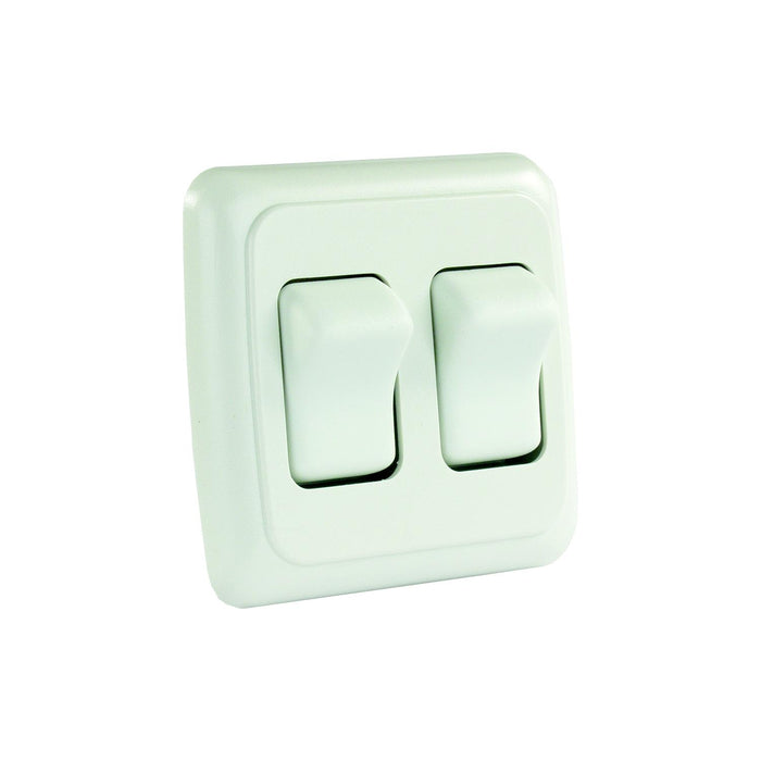 JR Products 12015 Double RV Rocker Switch Assembly with Bezel