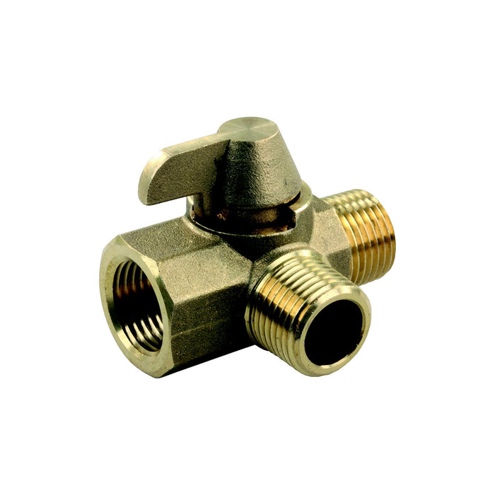 JR Products 62245 3 Way Brass 1/2" MPT x 1/2" MPT x 1/2" FPT RV Water Diverter, Valve