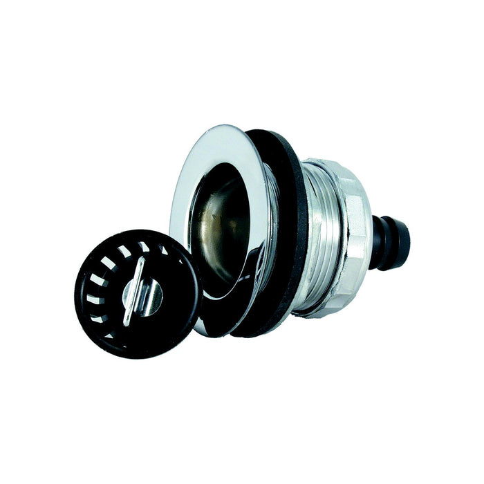 JR Products 9490-215-022 RV Sink Strainer w/ Threaded Basket, Rubber Washer & Locknut