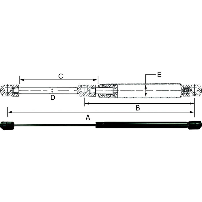 JR Products GSNI-5150-20 Hardline Black Nitride Shaft Gas Spring