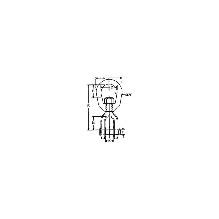 Chicago Hardware 216104 Galvanized Jaw & Eye Swivel, 5/16"
