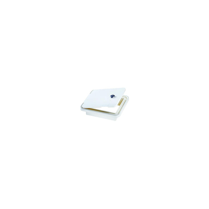 RV Designer B152 White Rectangular Locking RV Cable Hatch 8.5" x 8" x 1.5"