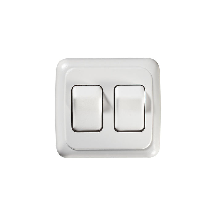 RV Designer S533 White Double On/Off Contoured RV Switch in Plate