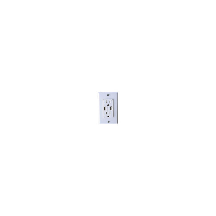 RV Designer S850 AC Dual Outlet With USB Charging Ports, White