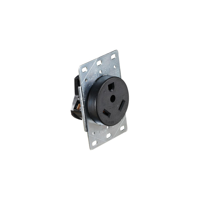RV Designer S971 AC 30 Amp Receptacle In Plate, 30A / 125V, White