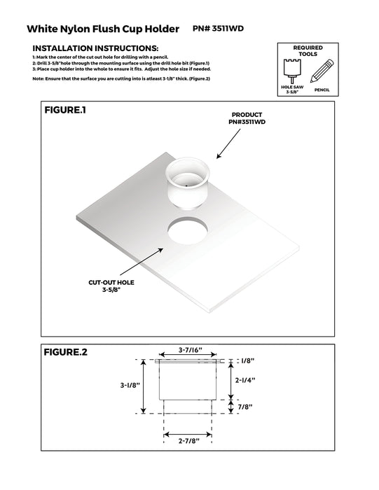 Whitecap Nylon Flush Cup Holders 3511BD 3511WD Black or White