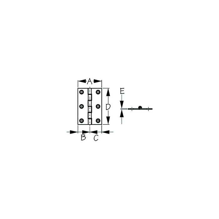 Sea Dog 203081-1 SEA-DOG Dampening Butt Hinge, 3", 1-1/2", 1-1/2", 3", 1/16" #8 FH .16/.32