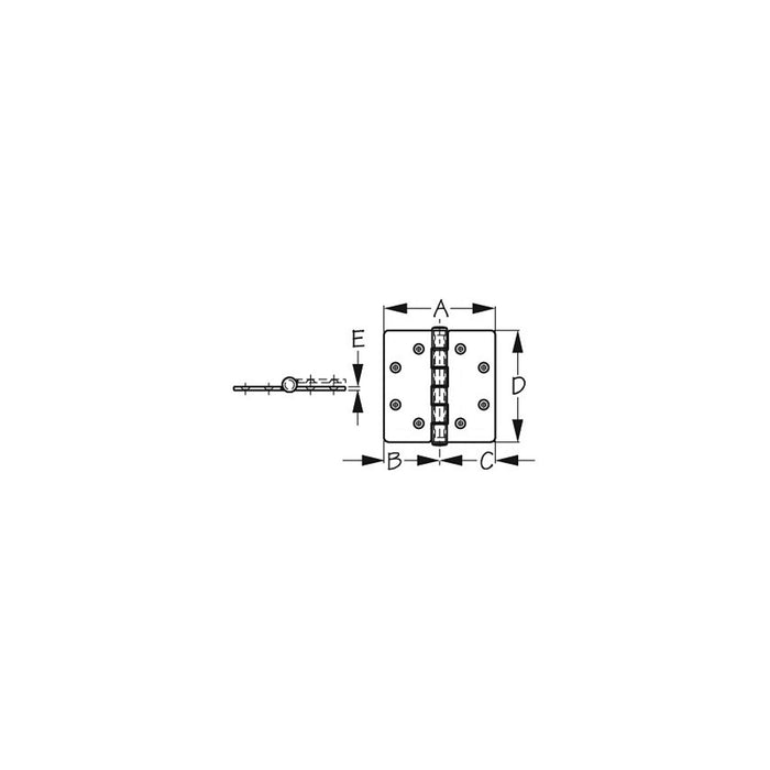 Sea Dog 205244 Butt Hinge w/Bearings, Commercial Pattern, Investment Cast 316 Stainless, 1/4" Fastener