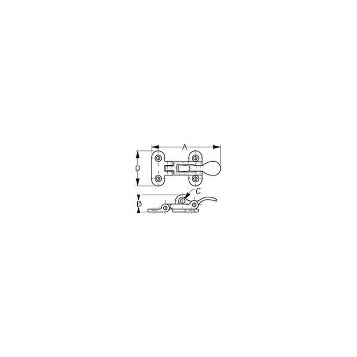 Sea Dog 221100-1 Sea-Dog Anti-Rattle Fastener, SS, A: 3", B: 3/4" C:1/4", D: 1-1/2", #10 FH
