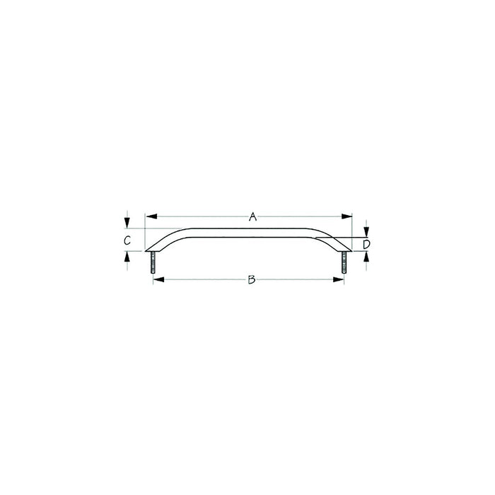 Sea Dog 254613-1 Stud Mount Handrail, 3/4" Tube, Black Matte, A:12" , B:10-3/4", C:2", D:1-1/4", 5/16"-18 Nut