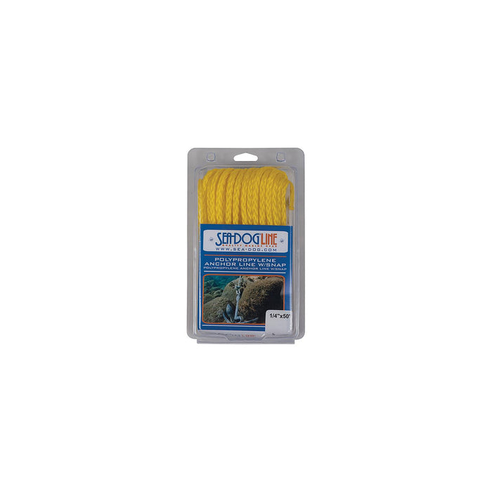 Sea Dog 304210100YW-1 Hollow Braid Poly-Pro Anchor Line With Steel Snap
