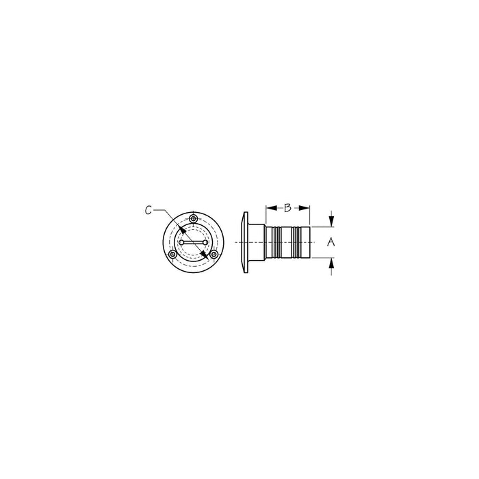 Sea Dog 351331 Seadog Diesel Deck Fill, A: 2" Hose, B:3-1/4", C:3-7/16", #10 FH, Diesel