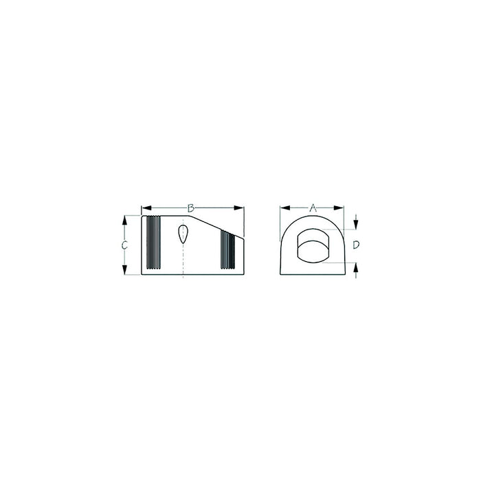 Sea Dog 426029-1 Tent Mount Socket Panel, A: 6", B: 3", C: 1-15/16", D: 1-1/8", 3 holes, #6 FH