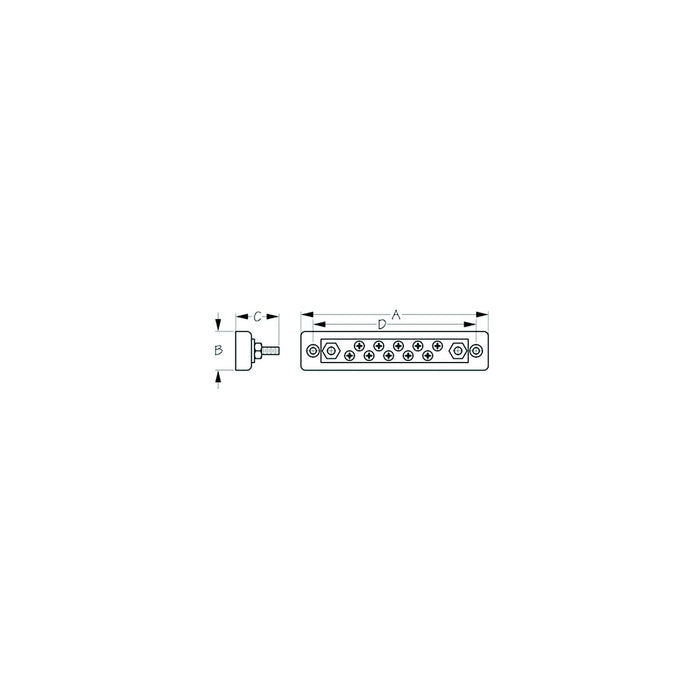 Sea Dog 426722-1 Sea-Dog Buss Bar 10 Screw Terminal Block, 6"