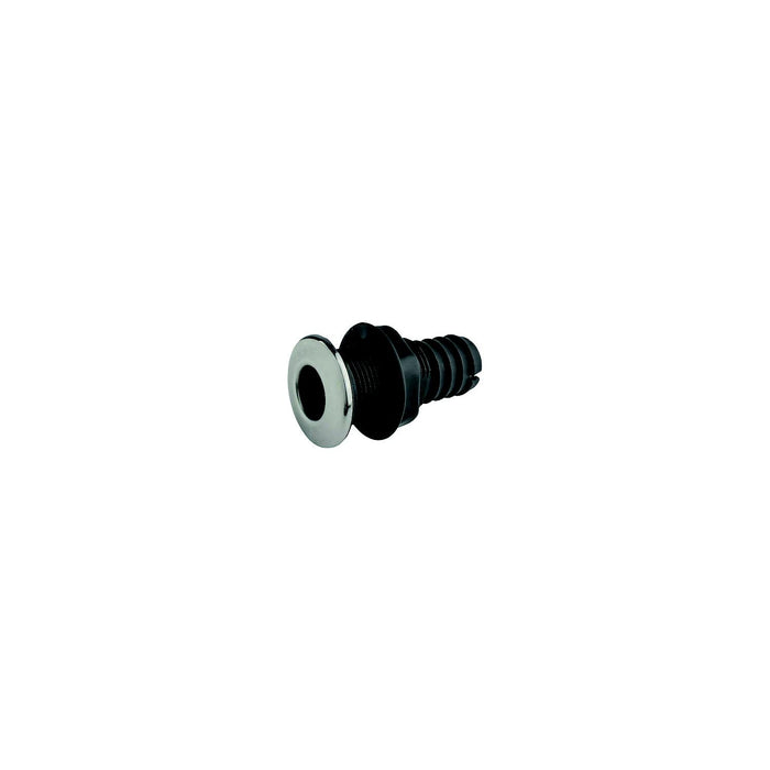 Sea Dog 520823 Thru Hull with Stainless Cap, 1-1/8", A: 1-7/8", B: 7/8”, C: 1-3/4", D: 3-3/8", E: 1-3/16”, F: 1-1/8"