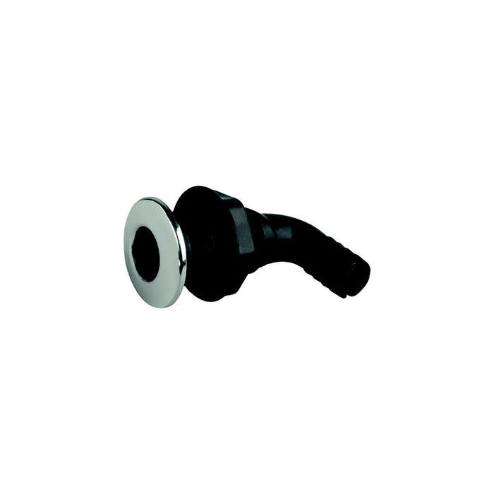 Sea Dog 520833 90° Thru-Hull with Stainless Cap, 1-1/8", A: 1-7/8", B: 7/8", C: 1-13/16", D: 3-3/4", E: 1-15/16", F: 1-1/8"