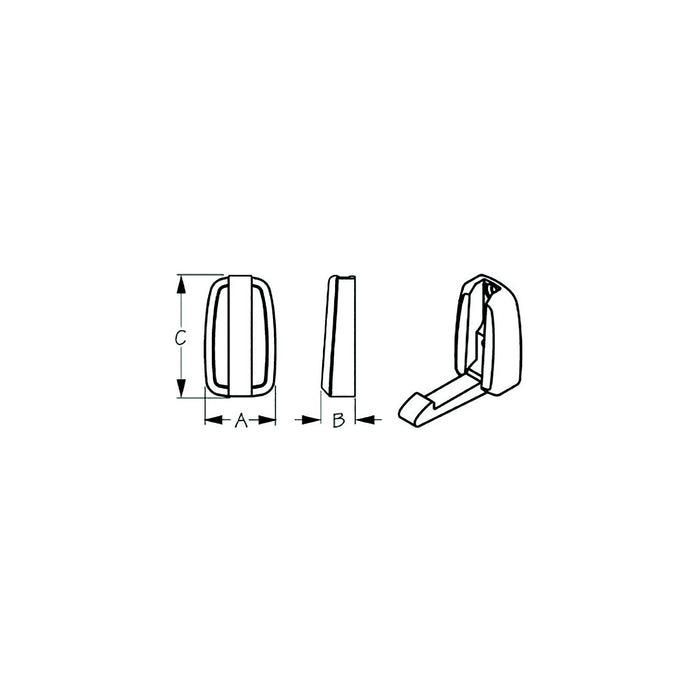 Sea Dog 671497-1 Sea-Dog Folding Coat Hook, A=1-3/16", B= 9/16", C=2", #8 FH, weight= .18