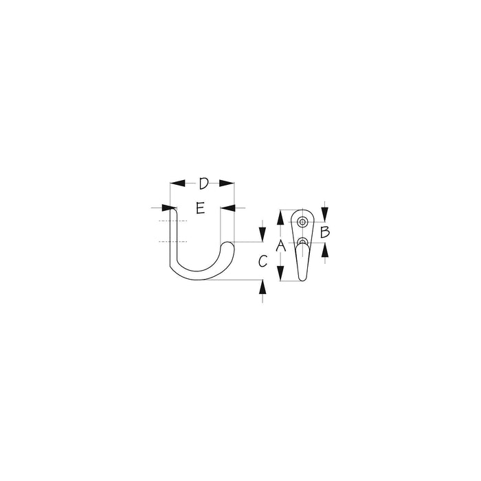 Sea Dog 671500-1 Sea-Dog Single Coat Hook Small, Chromme/Brass, pr.