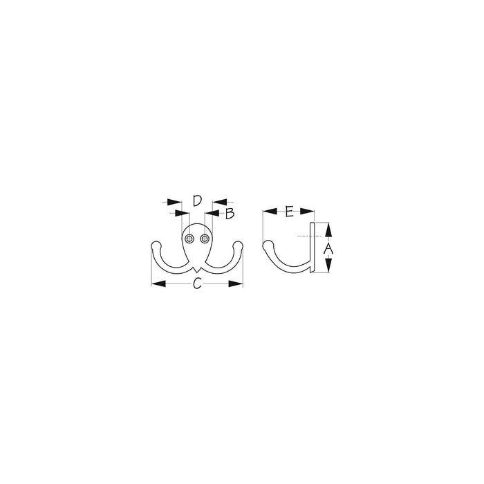 Sea Dog 671515-1 Sea-Dog Double Coat Hook Brass