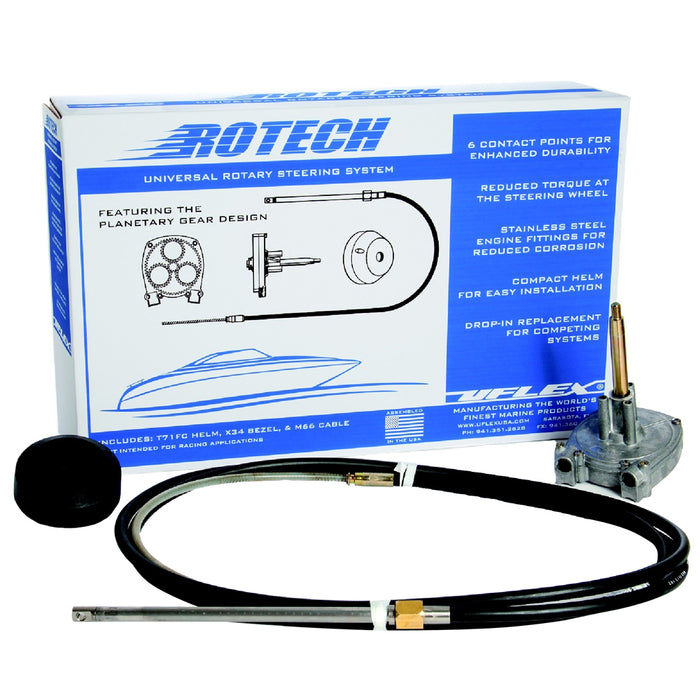 Paquete de dirección rotativa UFlex Rotech de 9 pies: cable, bisel y timón