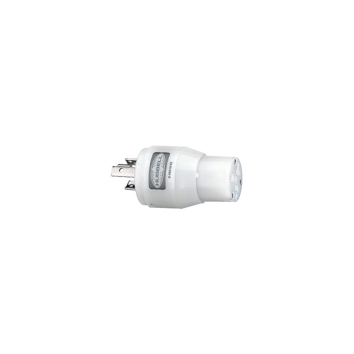 Hubbell HBL21CM29 White 15A/20A 125V Straight Blade Female Plug to 20A 125V, Twist Lock Locking Male Adapter