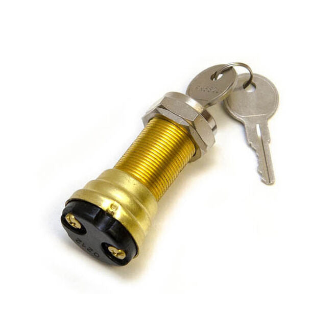 Sierra MP39020 Conventional 2 Position 1 1/8" Brass 2 Screw Terminal 12V 15 Amp, Ignition Starter Switch