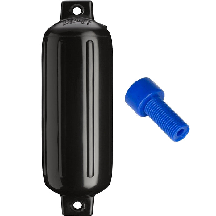 Polyform G-4 BLACK W/AIR ADAPTER G-4 Twin Eye Fender 6.5" x 22" w/Adapter