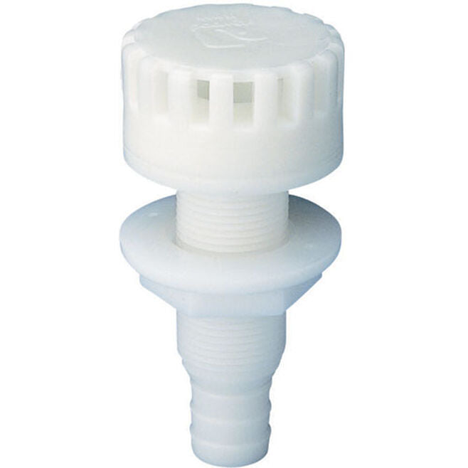Attwood 3886-3 3/4" Acetal Thru Hull With Strainer, White